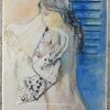 “Lezende jonge vrouw”; “Naakt met sjaaltje” & “Vrouw voor spiegel”. Drie kunstwerken, verschillende technieken. Allen gesigneerd.