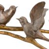 Vogels op takken van brons met marmeren sokkel. Art deco periode.