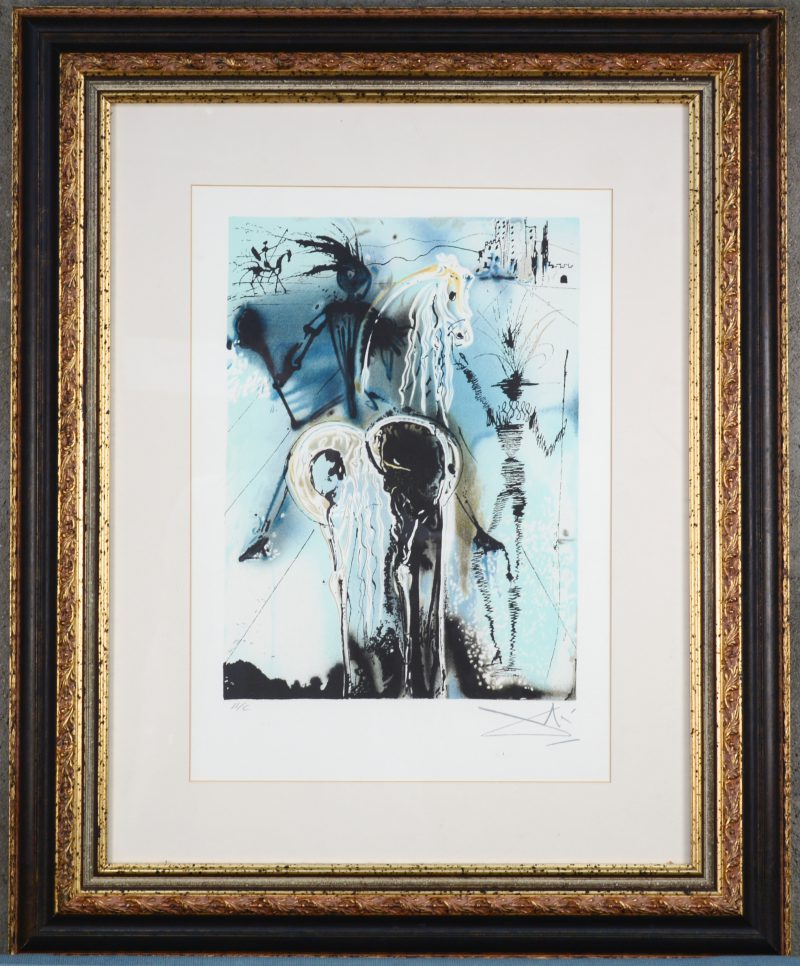Een zeefdruk naar een werk van Dali uit de reeks “Les Chevaux Daliniens”.