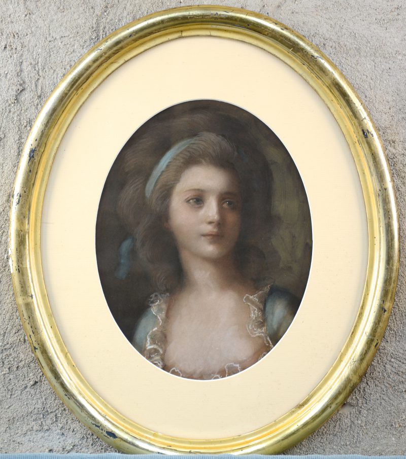 “Ovaal damesportret.” Pastel op papier. Vroeg XIXde eeuw.