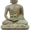 Een zittende Boeddha van brons. Op lampvoet.