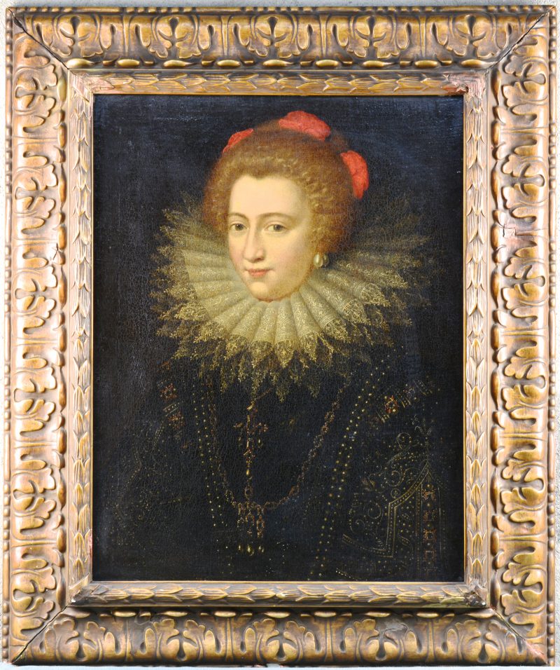 “Femme à la collerette”. Olieverf op doek. Omstreeks 1700. Herdoekt.