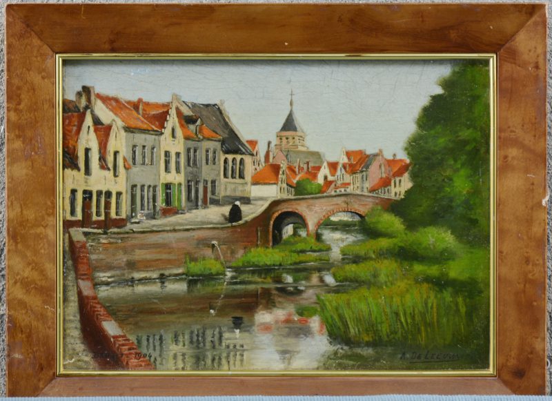 “Bruges - 1904”. Olieverf op paneel. Gesigneerd.