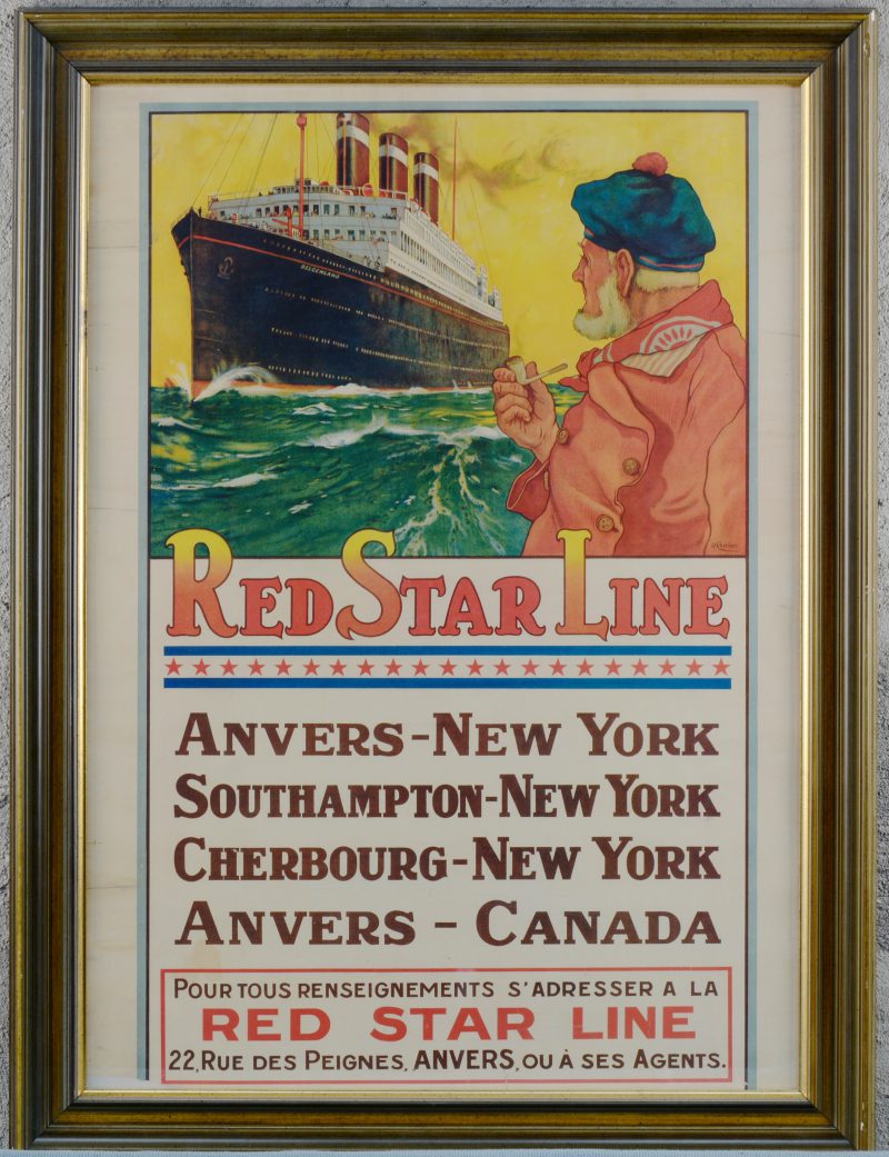 Een reproductie van een affiche voor de Red Star Line naar ontwerp van Cassiers.
