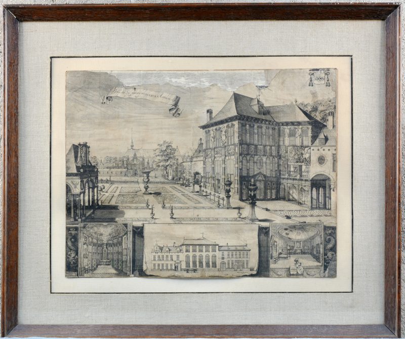 “Partie de la maison Hilwerue.” XVIIde eeuwse gravure van de tuin van het Rubenshuis. Schade en restauratie.