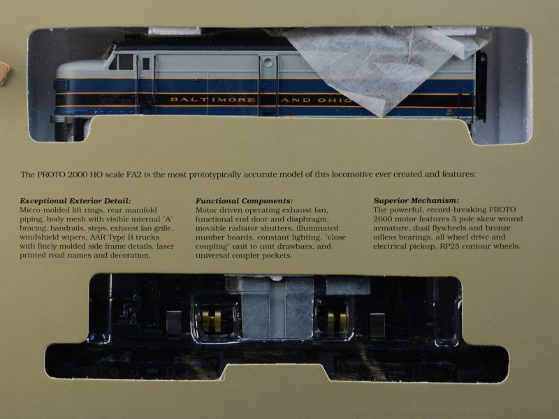 Een FA2 Diesellocomotief van Baltimore and Ohio voor spoortype HO. In originele doos.
