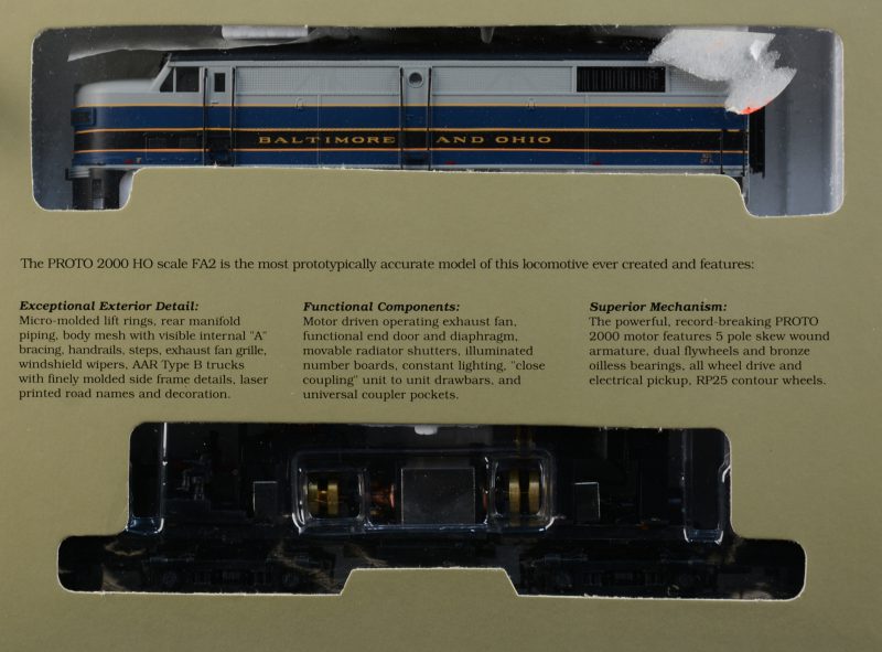 Een FA2 Diesellocomotief van Baltimore and Ohio voor spoortype HO. In originele doos.