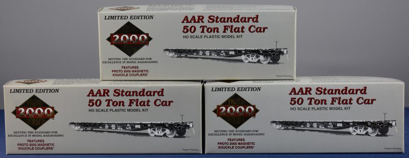 Een lot van zes platte Amerikaanse goederenwagons voor spoortype HO:- Nickel Plate Road. (X2)- Chesapeake & Ohio (X2)- Western maryland. (X2)In originele dozen.