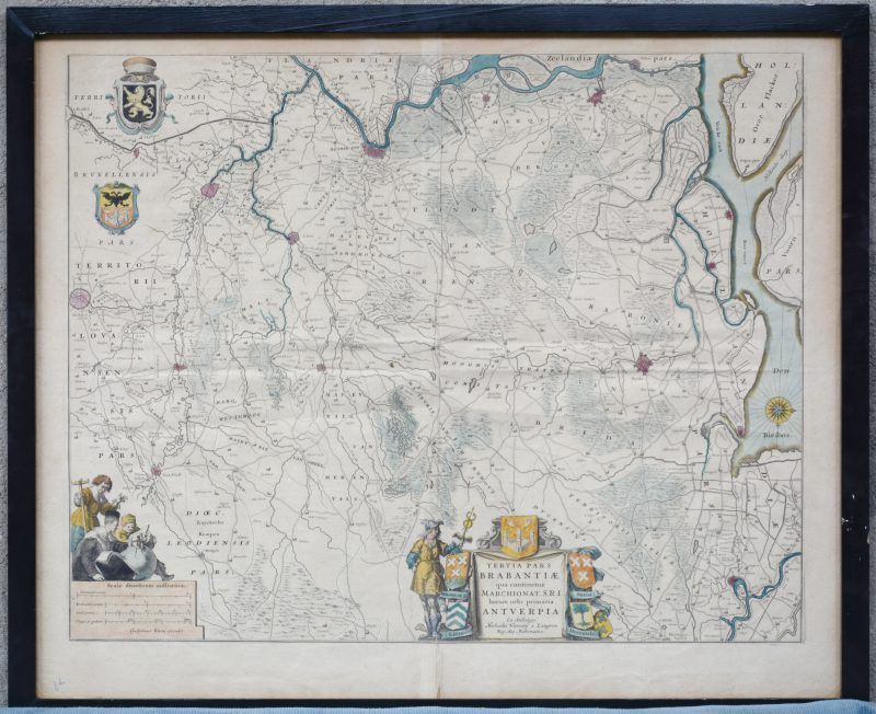Een oue kaart van Brabant uit een atlas. Laat XVIIIe eeuw.