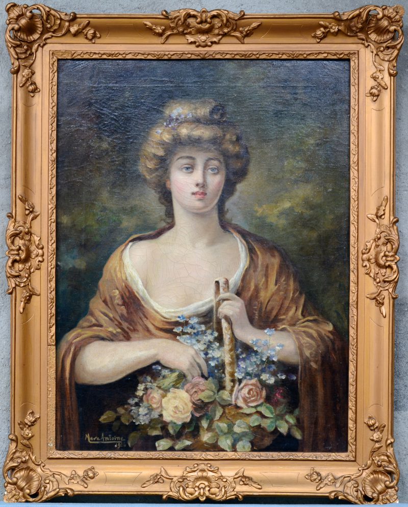 “Portret van een jonge vrouw”. Olieverf op doek. Gesigneerd en gedateerd 1906.