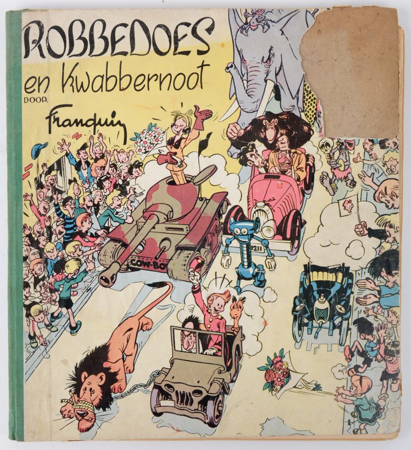 De avonturen van Robbedoes en Kwabbernoot door Franquin. (bevat De tank, Het geprefabriceerde huis, De erfenis, Radar de Robot). Ed. Dupuis, 1949.