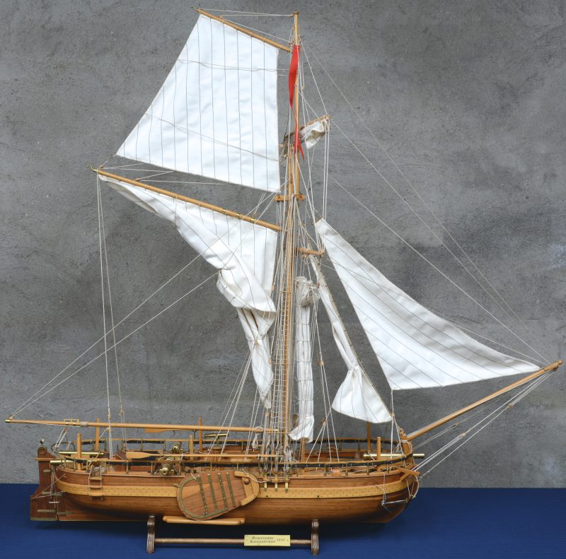 Nederlandse kanonneerboot omstreeks 1830.  Grote maquette.