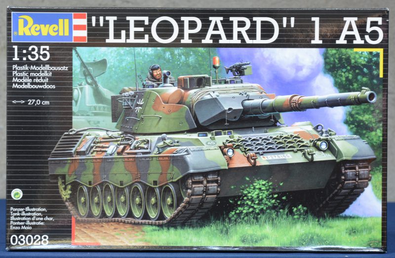 “Leopard 1 A5”. Een bouwpakket op schaal 1/35. Compleet en in originele doos.