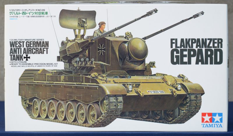 “Flakpanzer Gepard”. Een modelbouwkit op schaal 1/35. Compleet en in originele doos.