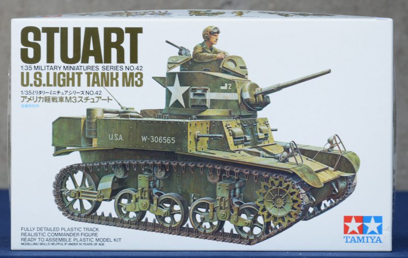 “M3 Stuart”. Een modelbouwkit op schaal 1/35. Compleet en in originele doos.