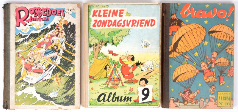 Een lot bundels weekbladen bestaande uit Robbedoes (Nr°11 1942), Bravo (Nr°16 - 1949) en Kleine Zondagsvriend (Nr°9 - 1949)