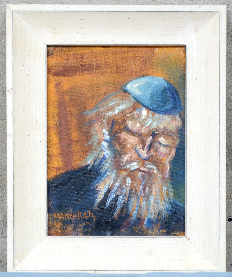“Rabbijn”. Olieverf op doek. Draagt een handtekening: Mané Katz.