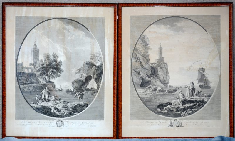 Een paar XVIIIe eeuwse gravures naar werken van Vernet.