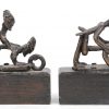 Zes diverse kleine bronzen Ashanti “bétises” met copulerende paren in diverse posities. Ghana.