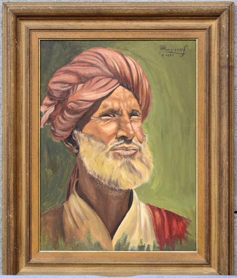 “Portret van een Sikh”. Olieverf op paneel. Gesigneerd en gedateerd 1983.