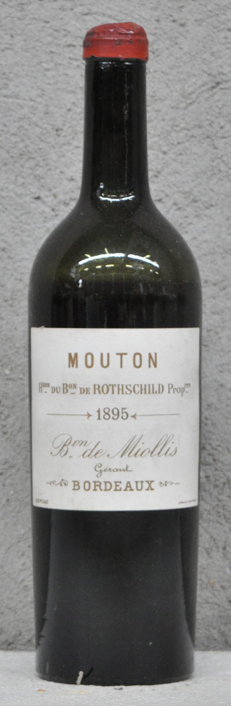 Ch. Mouton-Rothschild   Hers du Bon de Rothschild Propres, Bordeaux   1895  aantal: 1 bt vidange, capsule afgesneden