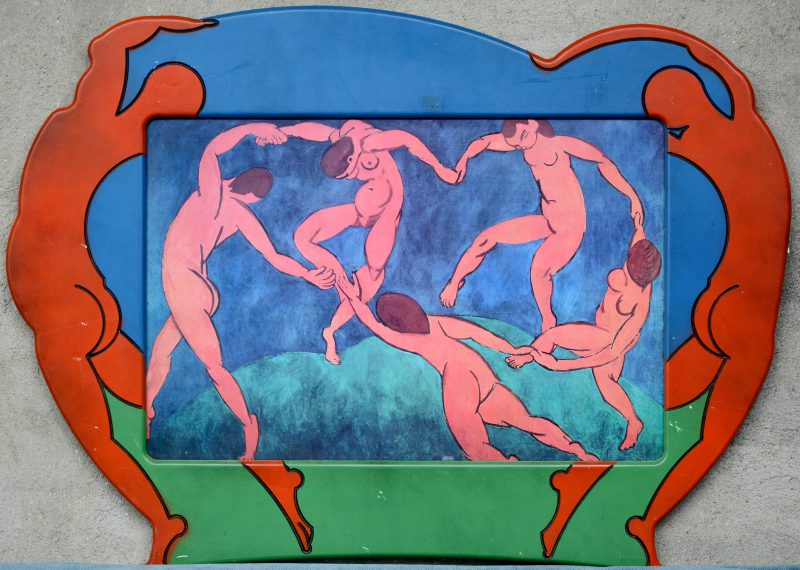“De dans”. Gemengde techniek. Naar Matisse.