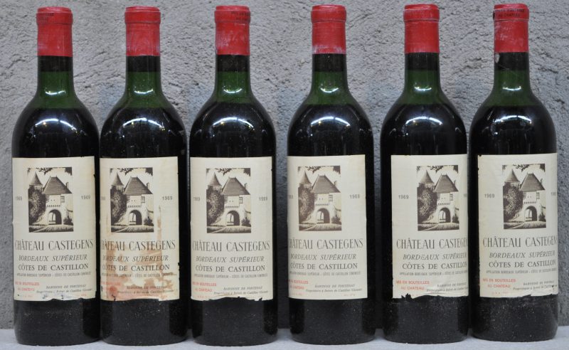 Ch. Castegens A.C. Bordeaux Supérieur Côtes de Castillon   M.C. O.K. 1969  aantal: 6 bt.