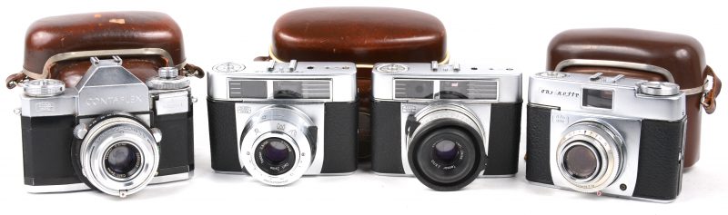 Een lot van vier Zeiss Ikon camera’s uit de jaren ‘60 & ‘70:- Contessa- Contaflex- Continette- Symbolica