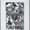 Lot gravures: C. Marstboom. “Kathedraal van Antwerpen”. Houtsnede. Gesigneerd buiten de plaat. Joris Minne. “Zonder titel”. Houtsnede. Gesigneerd buiten de plaat (ingelijst, 19 x 14,5 cm). Kunstmap, “De Parochie van Miserie” door J. Wilms. 5 linosnede door E. Ausloos. Ed. Krylos 1974. In-folio.