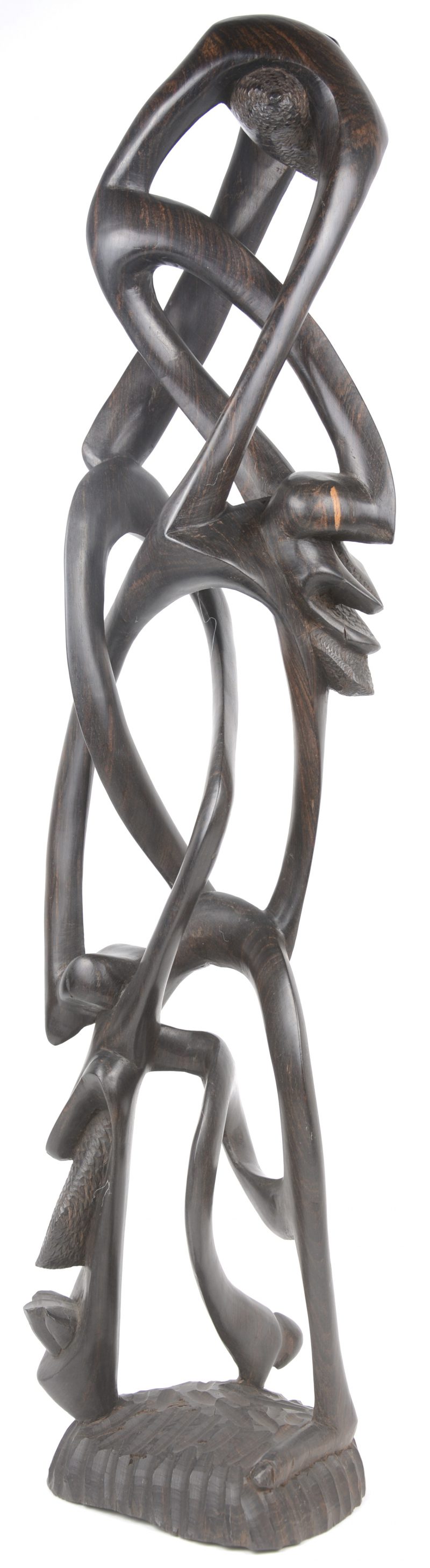 Afrikaanse ebbenhouten non-figuratieve sculptuur.