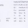 Een in markies geslepen diamant van 0,52 ct. Kleur I. SI1. Met HRD certificaat.