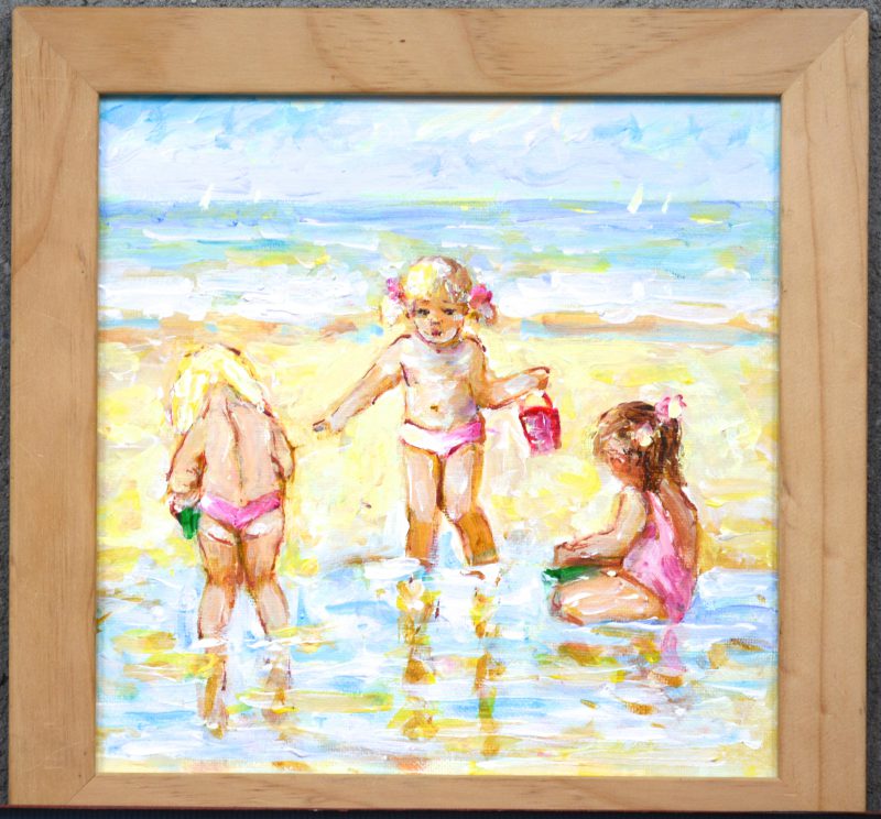 “Kinderen aan het strand”. Olieverf op paneel.