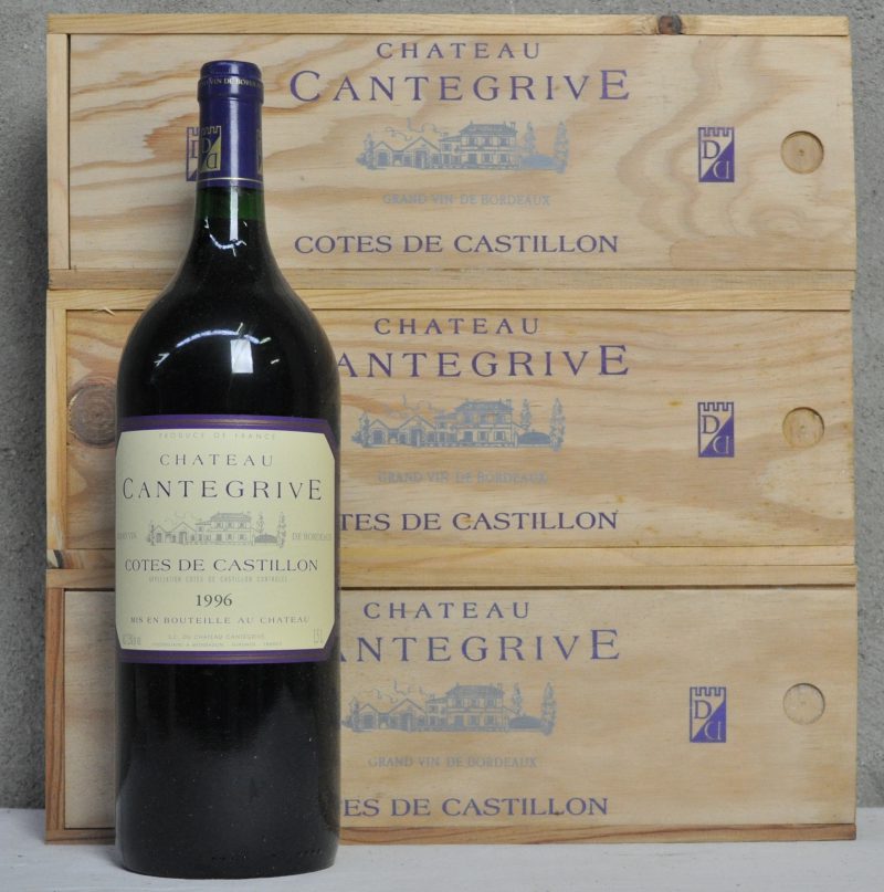 Ch. Cantegrive A.C. Côtes de Castillon   M.C. O.K. 1996  aantal: 3 Mag. Individuele kistjes