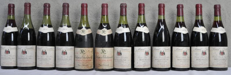 Lot rode bourgogne      1979  aantal: 12 bt Bourgogne Cuvée Agnes Gauthier A.C.  Marcel Gauthier, Nuits M.O.  1979  aantal: 10 bt Bourgogne Rouge A.C.  Philippe de Chatainville, Nuits M.O.  1979  aantal: 2 bt