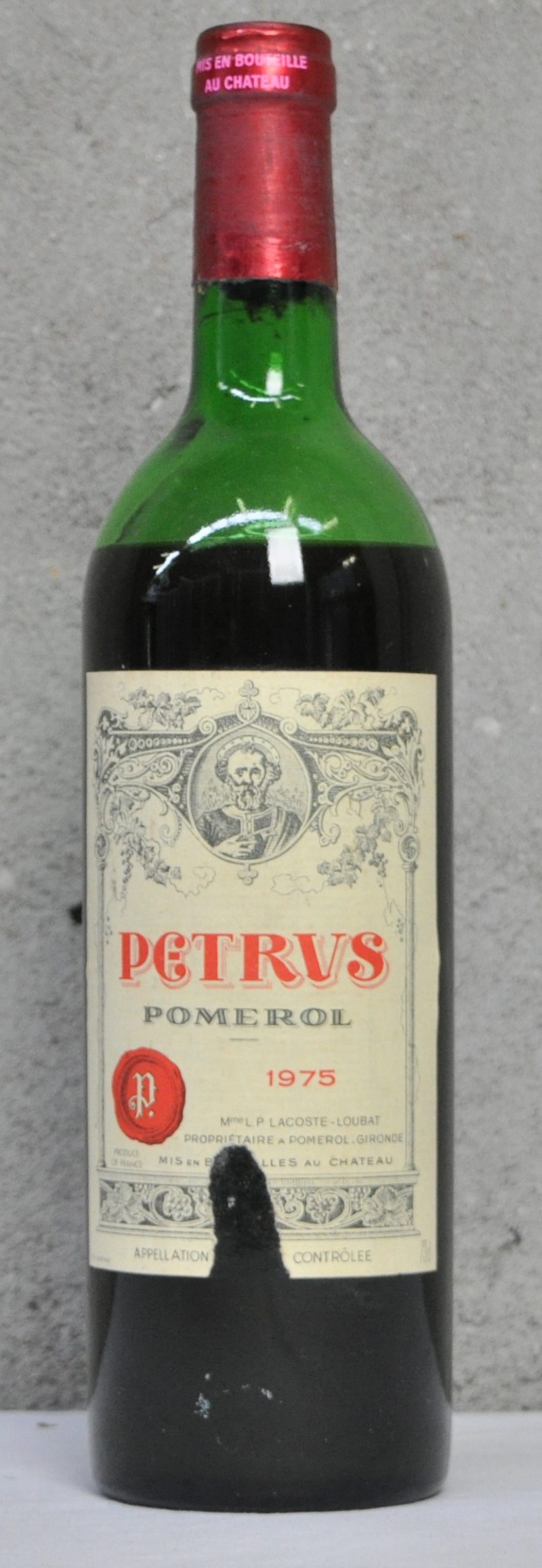 Pétrus A.C. Pomerol   M.C.  1975  aantal: 1 bt ls, scheur in etiket