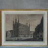 Twee XIXe en een XXe eeuwse lithografie met zichten op Leuven en een ingekleurde XVIIIe eeuwse gravure m.b.t. de Sint-Pieterskerk.
