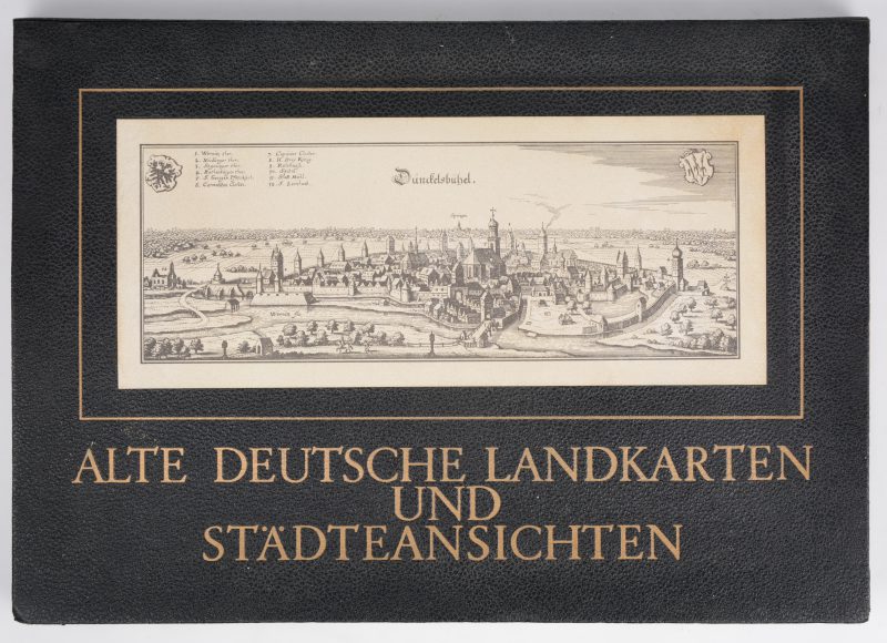 “Alte Deutsche Landkarten und Städteansichten”. Een map met 52 heruitgaven van oude Duitse landkaarten. Genummerde uitgave.