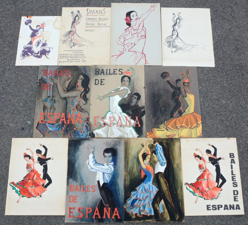 Een aantal aquarellen met als onderwerp “ het ballet”.