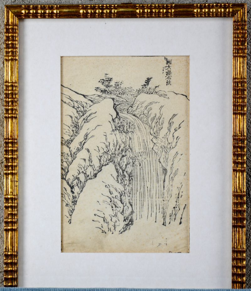 “Waterval”. Een XIXe eeuwse Japanse houtsnede. Niet gesigneerd.