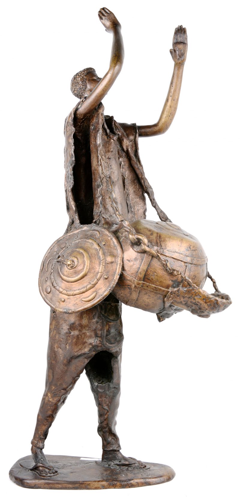 “Trommelaar”. Een Afrikaans bronzen beeld.