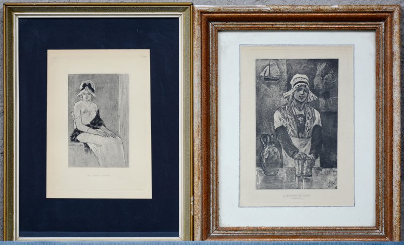 “La cantinière des pilotes” & “Ma grand’ tante”. Twee lithografieën naar werken van Félicien Rops.