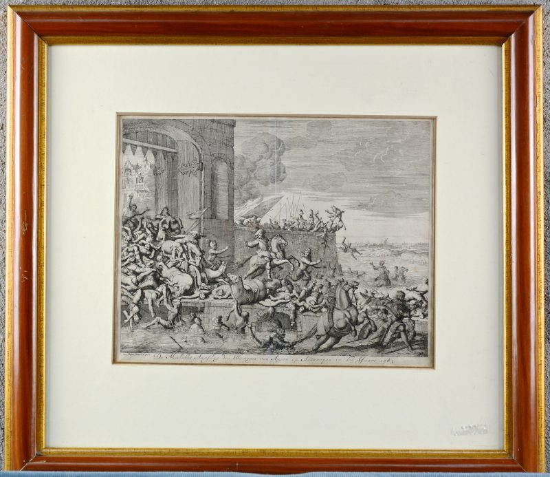 “De mislukten aanslag des Hertogen van Anjou op Antwerpen in den jaare 1583”. Een XVIIe eeuwse gravure.