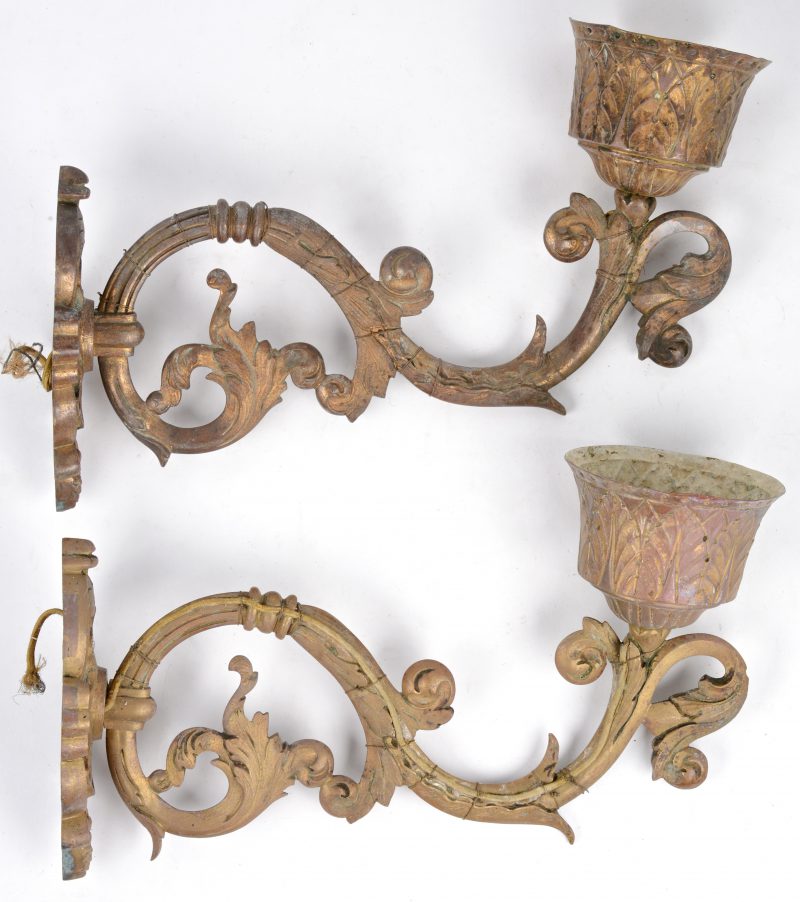 Paar appliques van brons en messing. XIXe eeuw.