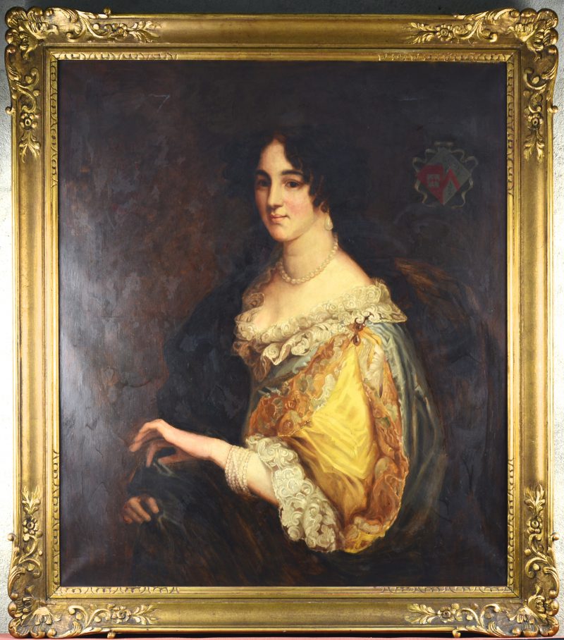 “Damesportret Isabelle Meyers”. Olieverf op doek. Belgische school, begin XIXde eeuw.