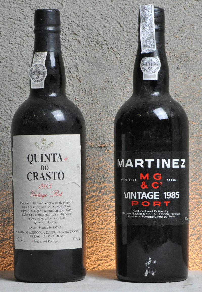 Lot vintage port      1985  aantal: 2 bt Martinez Vintage Port   Martinez Gassiot & Co Ltd, Oporto M.O.  1985  aantal: 1 bt Quinto do Crasto Vintage Port   Quinta do Crasto, Ferrão M.O.  1985  aantal: 1 bt
