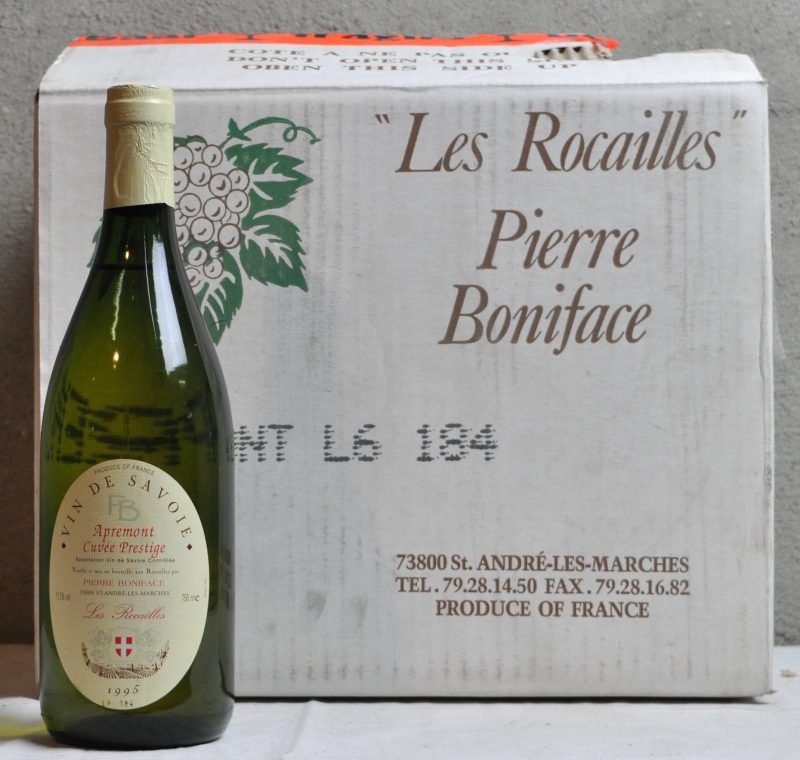Apremont Cuvée Prestige Les Rocailles A.C. Vin de Savoie  Pierre Boniface, St-André-les-Marches M.O. O.D. 1995  aantal: 12 bt