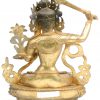 Een zittende Boeddha van verguld brons.