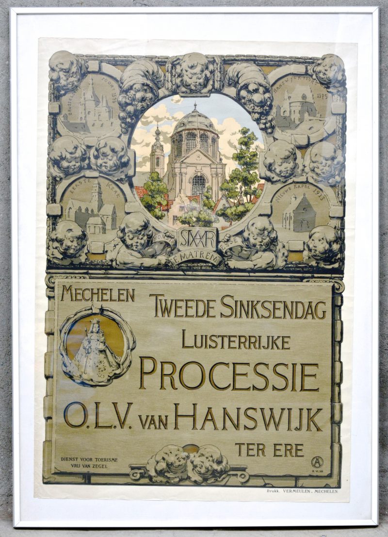 Een Affiche naar aanleiding van de Processie ter ere van O.L.V. van Hanswijk, ontworpen door Alfred Ost.