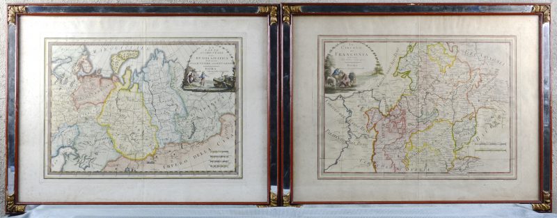 “Duitse Keizerrijk” & “Russisch Keizerrijk”. Twee oude ingekleurde kaarten. Rome, 1797.