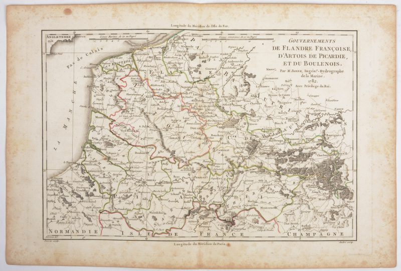 “Gouvernements de Flandre Françoise, ...” Een antieke kaart.